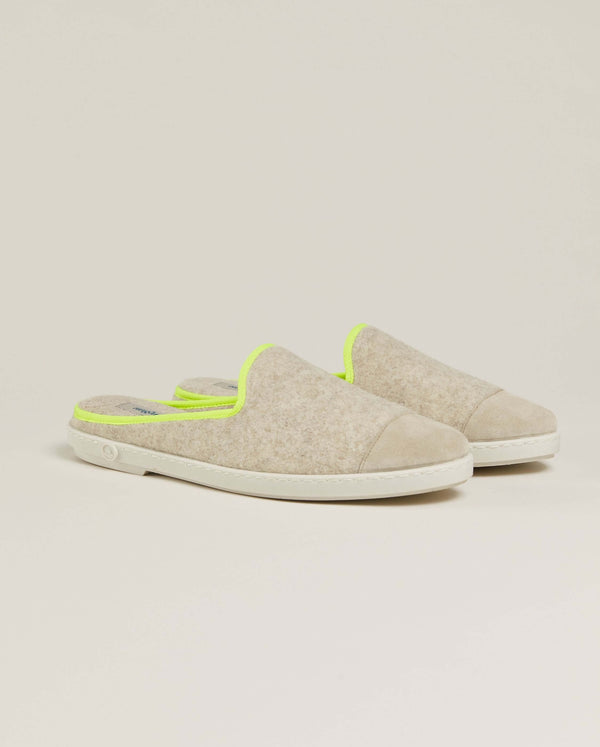 angarde Mule homme beige jaune fluo
