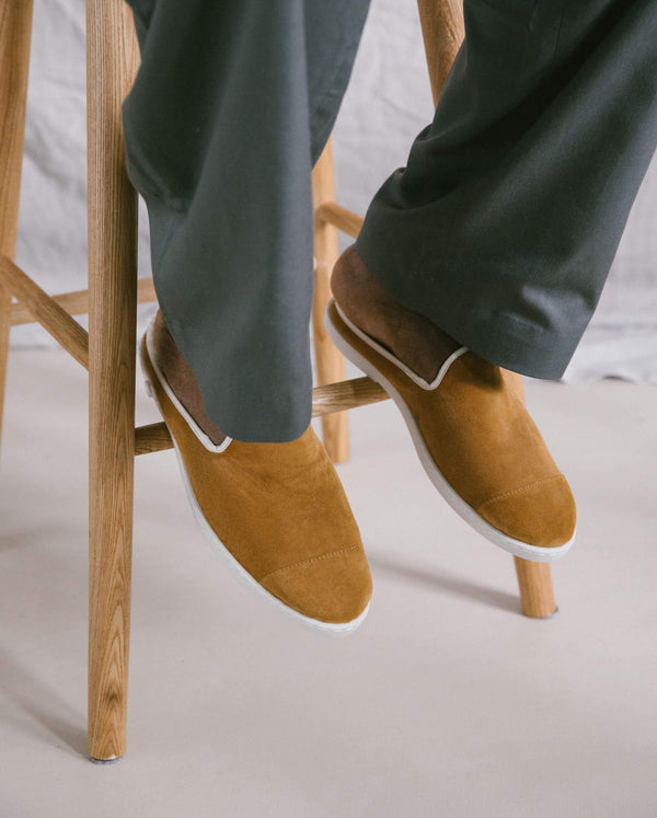 Angarde Mule Homme Camel En Cuir