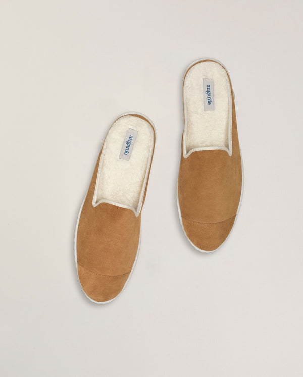 Angarde Mule Homme Camel En Cuir