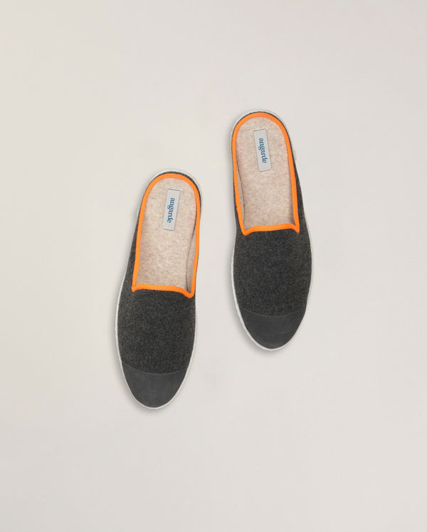 Angarde Mule Homme Gris Orange Fluo