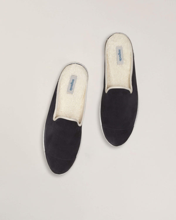 Angarde Mule Homme Marine En Cuir