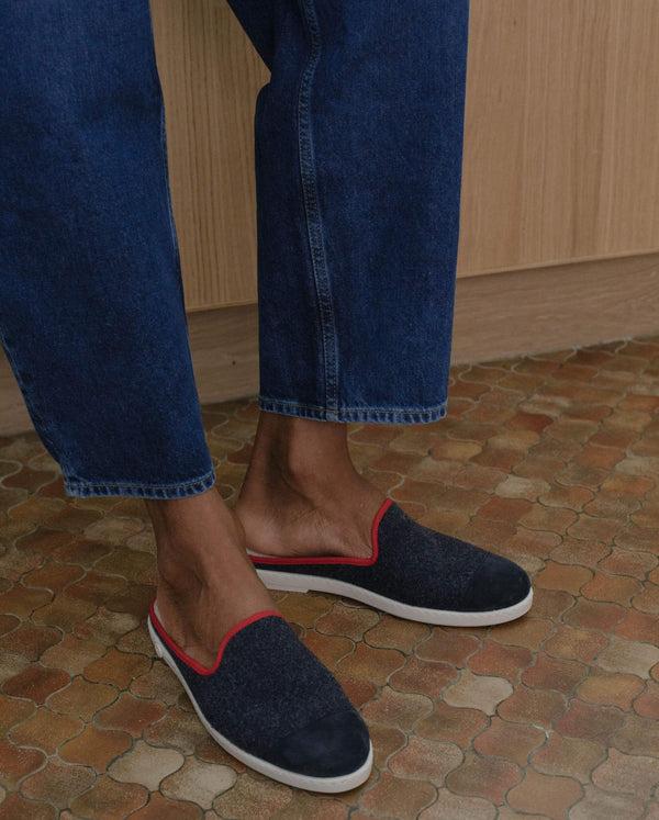 Angarde Mule Homme Marine Rouge