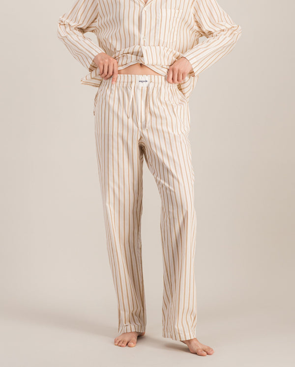 angarde Pantalon pyjama femme à rayures beige