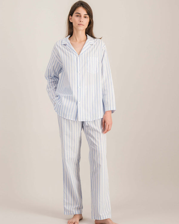 Angarde Pantalon Pyjama Femme à Rayures Bleu