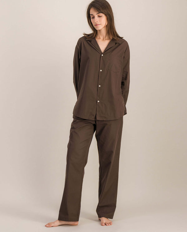 Angarde Pantalon Pyjama Femme Uni Chocolat