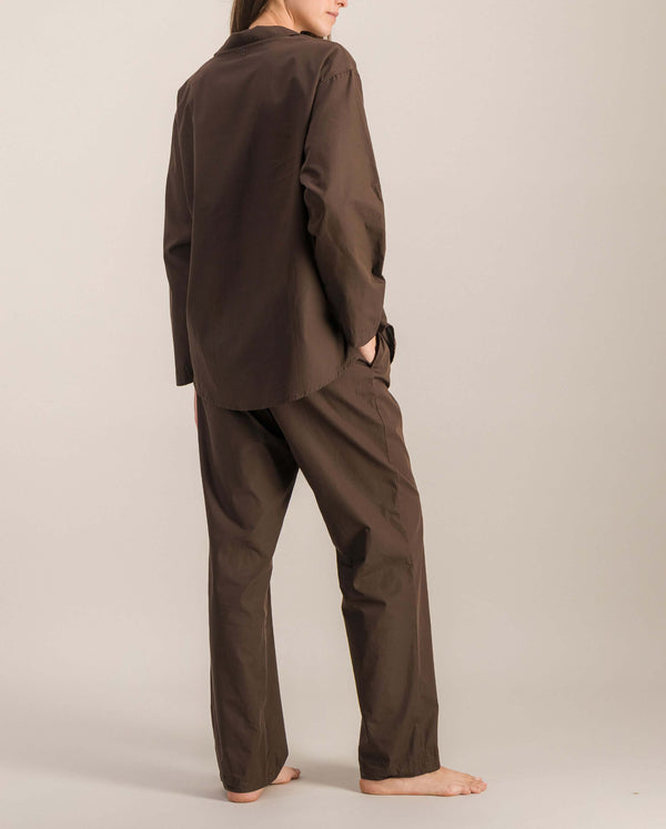 Angarde Pantalon Pyjama Femme Uni Chocolat