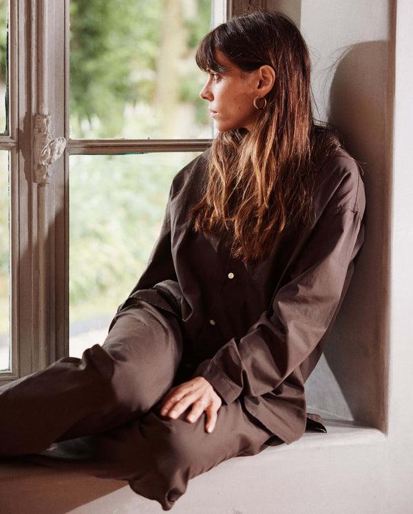 Angarde Pantalon Pyjama Femme Uni Chocolat