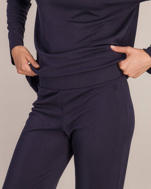 Angarde Pantalon Pyjama Femme Uni Marine En Tencel