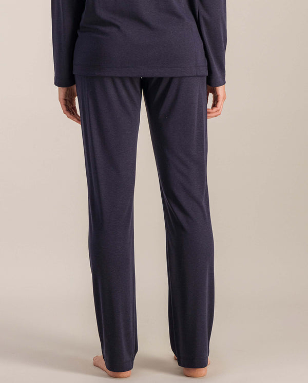 Angarde Pantalon Pyjama Femme Uni Marine En Tencel