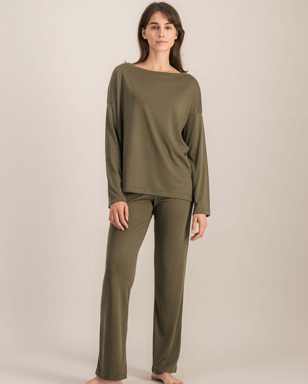 angarde Pantalon pyjama femme uni matcha en Tencel
