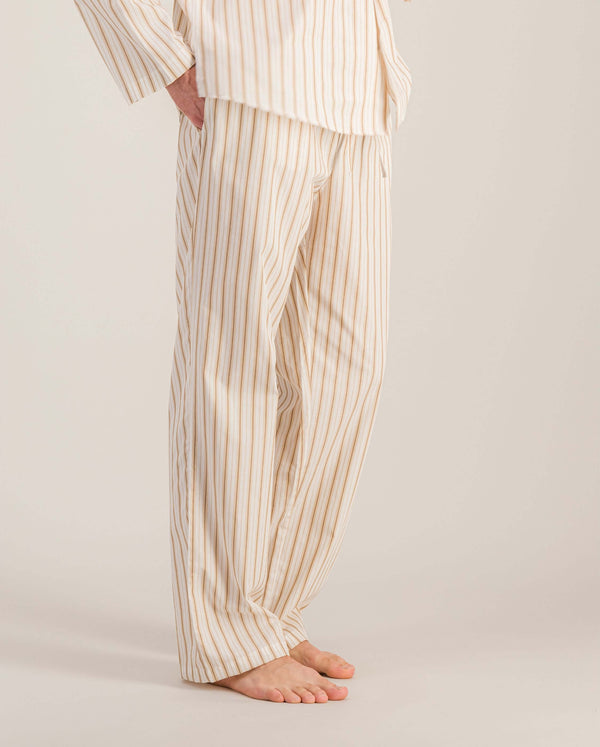 Angarde Pantalon Pyjama Homme à Rayures Beige