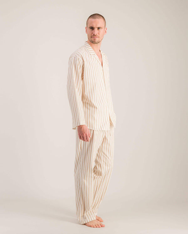 Angarde Pantalon Pyjama Homme à Rayures Beige