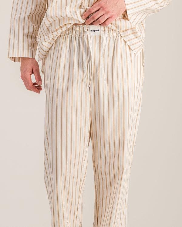 angarde Pantalon pyjama homme à rayures beige