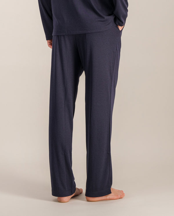 Angarde Pantalon Pyjama Homme Uni Marine En Tencel