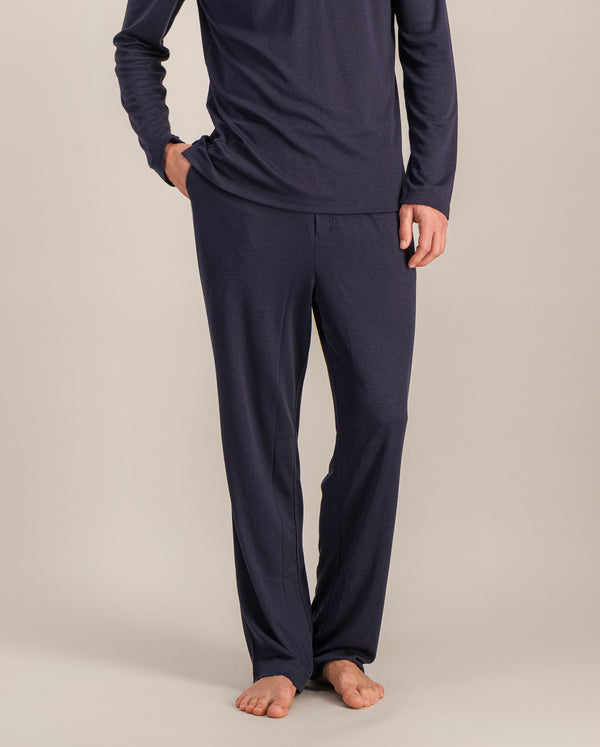 angarde Pantalon pyjama homme uni marine en Tencel