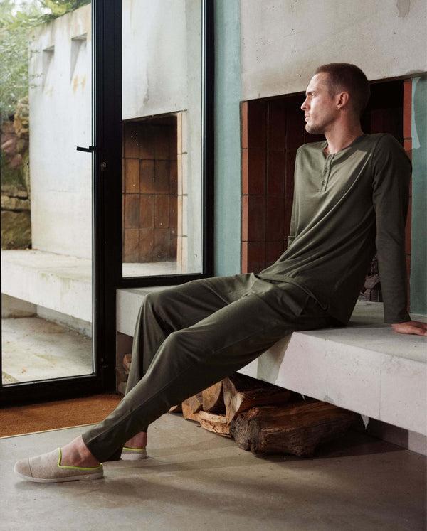 Angarde Pantalon Pyjama Homme Uni Matcha En Tencel
