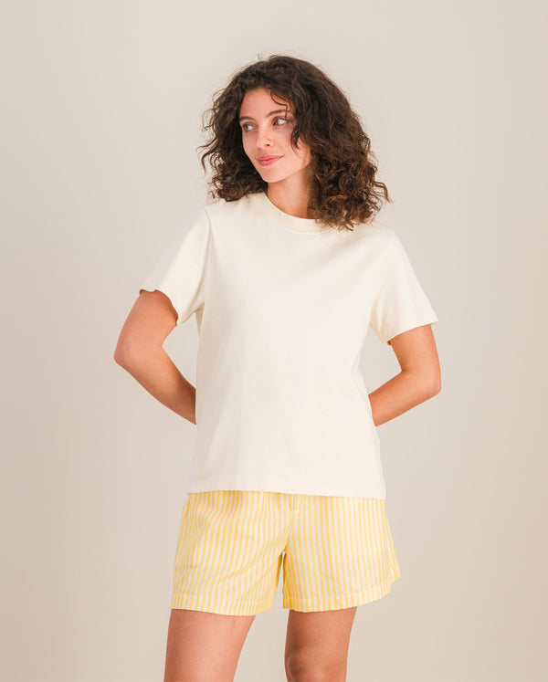 Angarde Short Femme Rayures Citron En Tencel