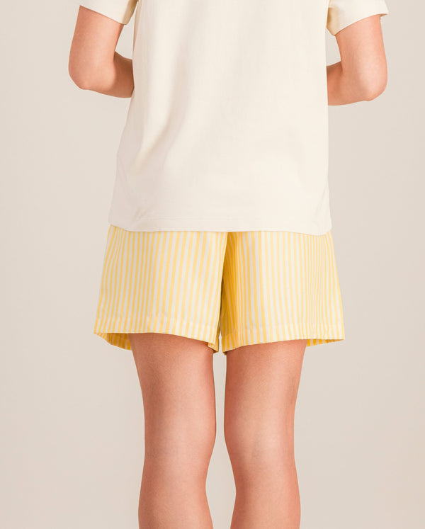 Angarde Short Femme Rayures Citron En Tencel
