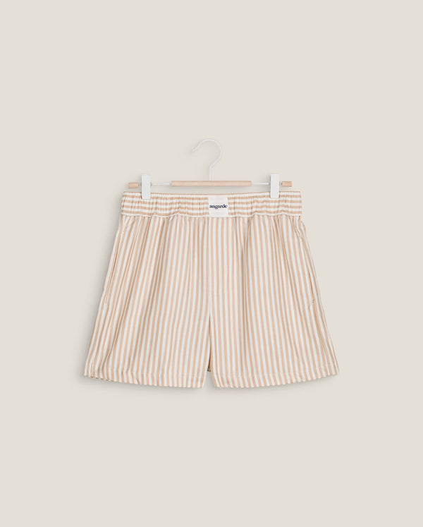 Angarde Short Femme Rayures Latte En Tencel