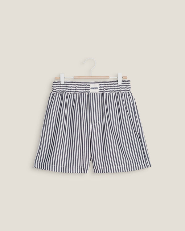 Angarde Short Femme Rayures Marine En Tencel