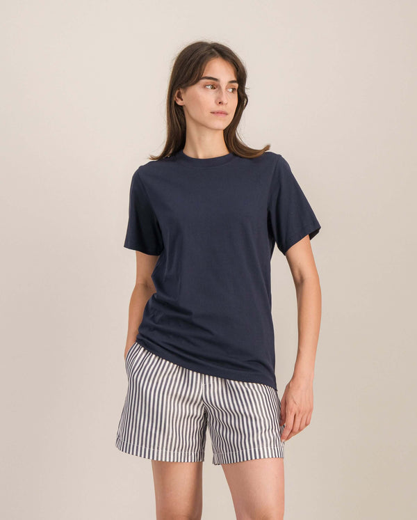 Angarde Short Femme Rayures Marine En Tencel