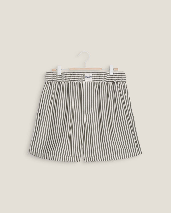 Angarde Short Femme Rayures Matcha En Tencel