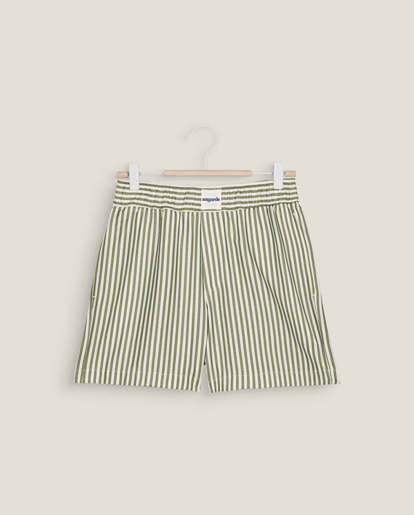Angarde Short Femme Rayures Olive En Tencel