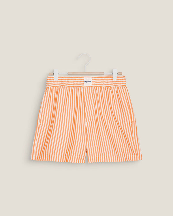 Angarde Short Femme Rayures Orange En Tencel