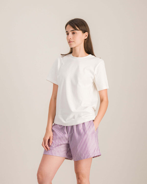Angarde Short Femme Rayures Violet En Tencel