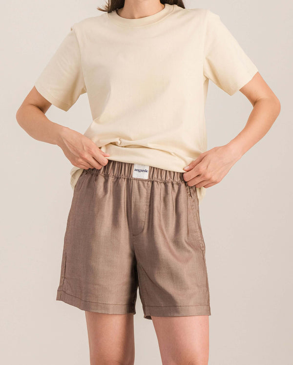 angarde Short femme uni chocolat en Tencel