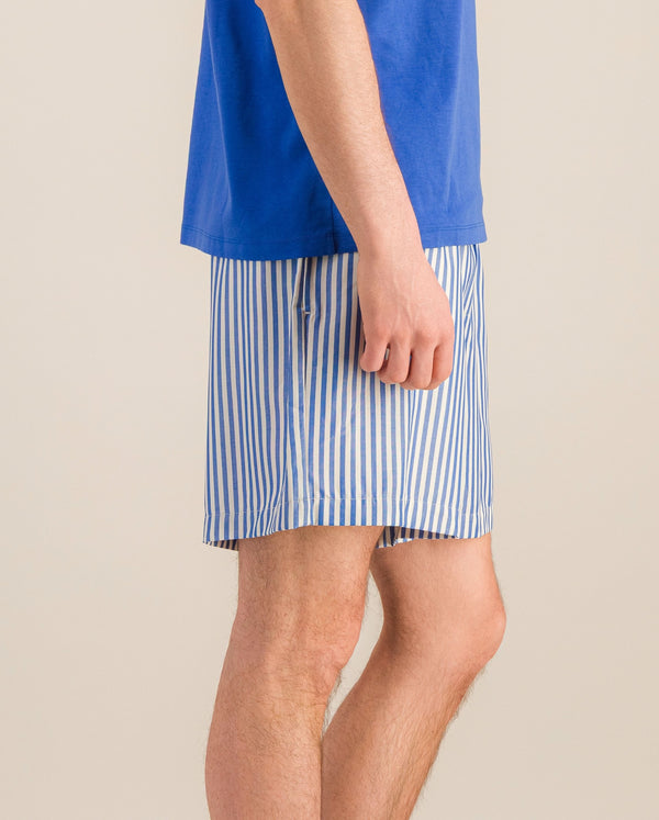 Angarde Short Homme Rayures Azur En Tencel