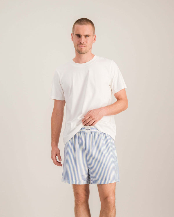 Angarde Short Homme Rayures Ciel En Tencel