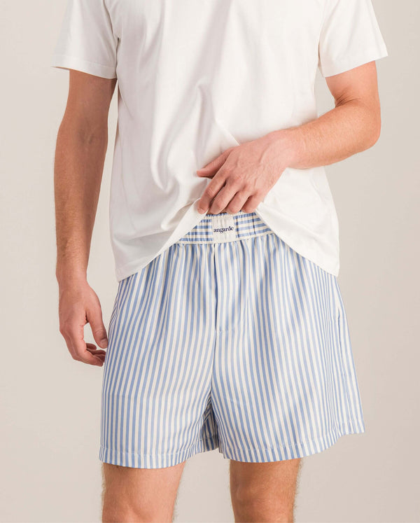 angarde Short homme rayures ciel en Tencel