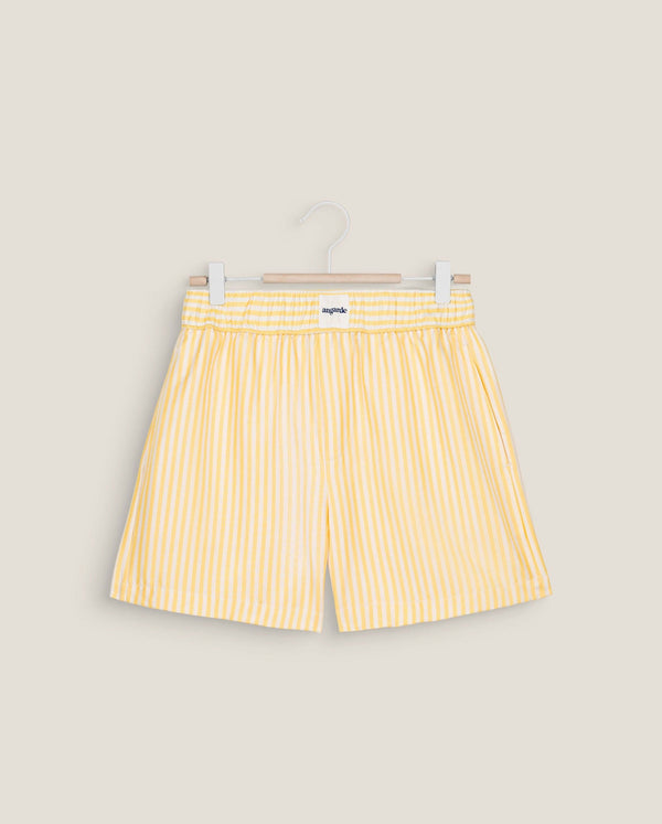 Angarde Short Homme Rayures Citron En Tencel