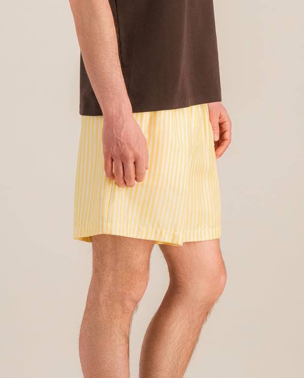 Angarde Short Homme Rayures Citron En Tencel
