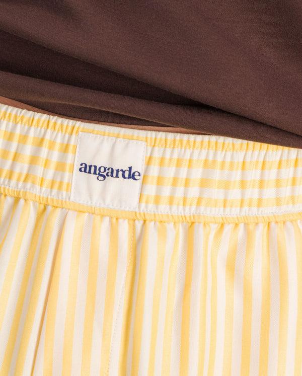 Angarde Short Homme Rayures Citron En Tencel