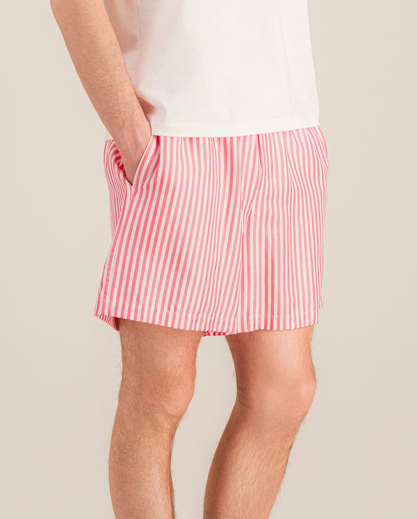 Angarde Short Homme Rayures Fuchsia En Tencel