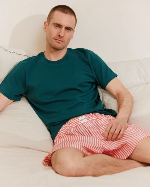 Angarde Short Homme Rayures Fuchsia En Tencel