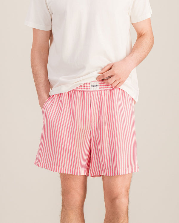 angarde Short homme rayures fuchsia en Tencel