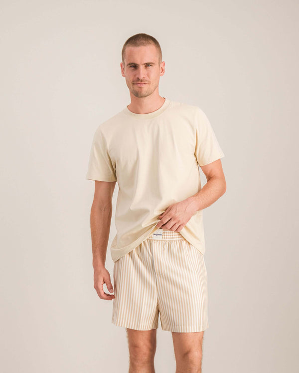 Angarde Short Homme Rayures Latte En Tencel