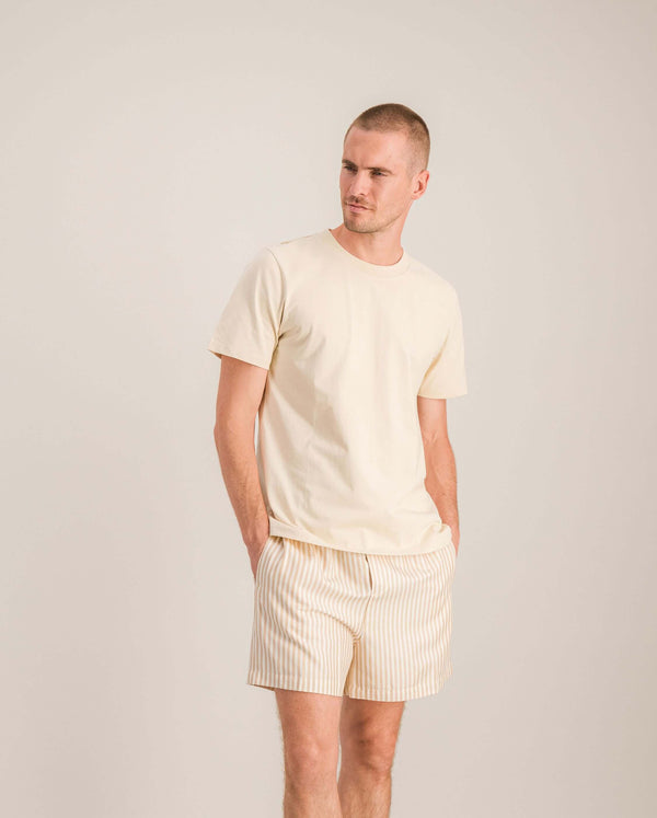Angarde Short Homme Rayures Latte En Tencel