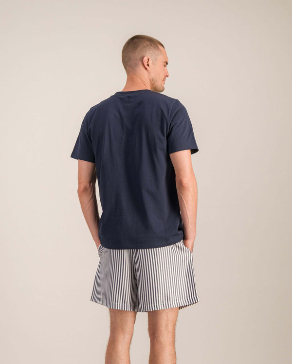 Angarde Short Homme Rayures Marine En Tencel