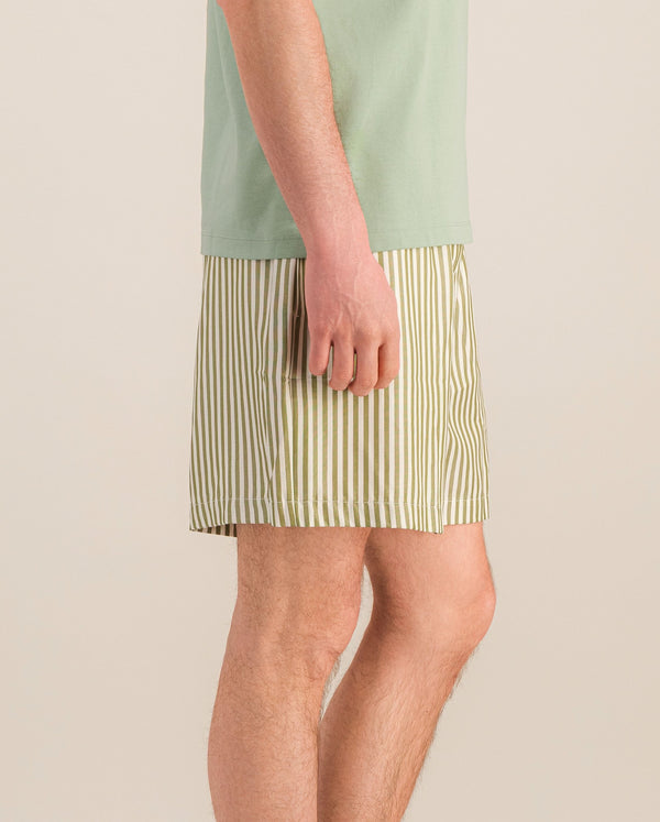 Angarde Short Homme Rayures Olive En Tencel