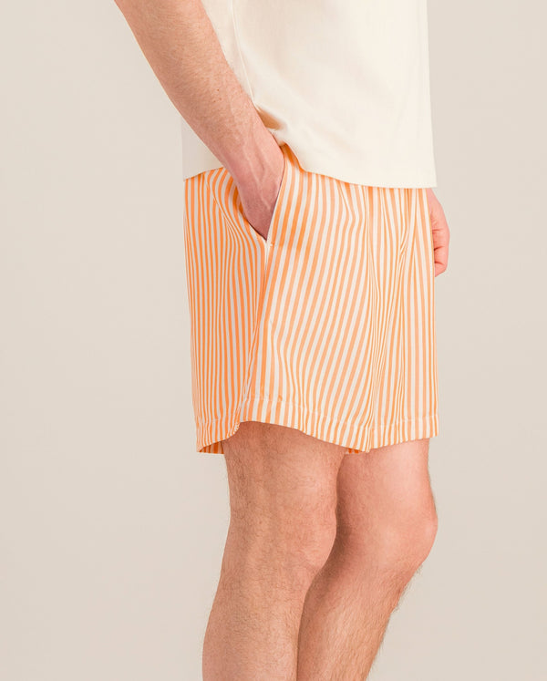 Angarde Short Homme Rayures Orange En Tencel