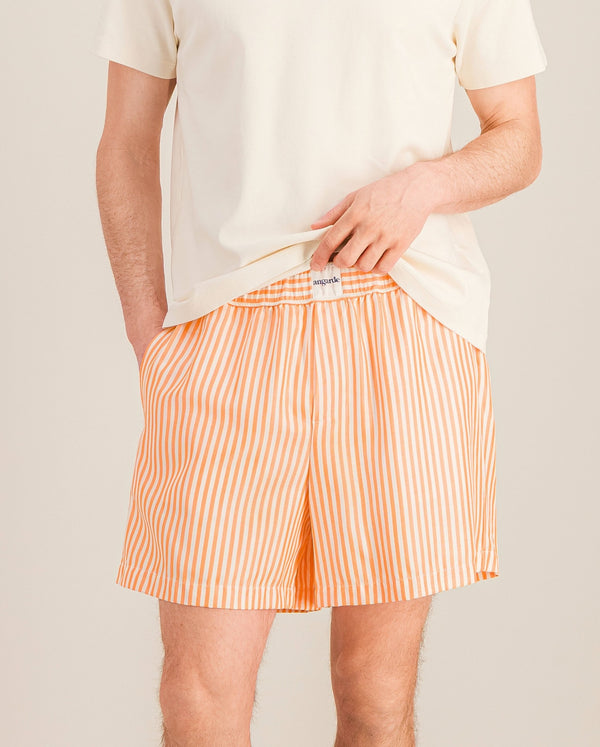 angarde Short homme rayures orange en Tencel