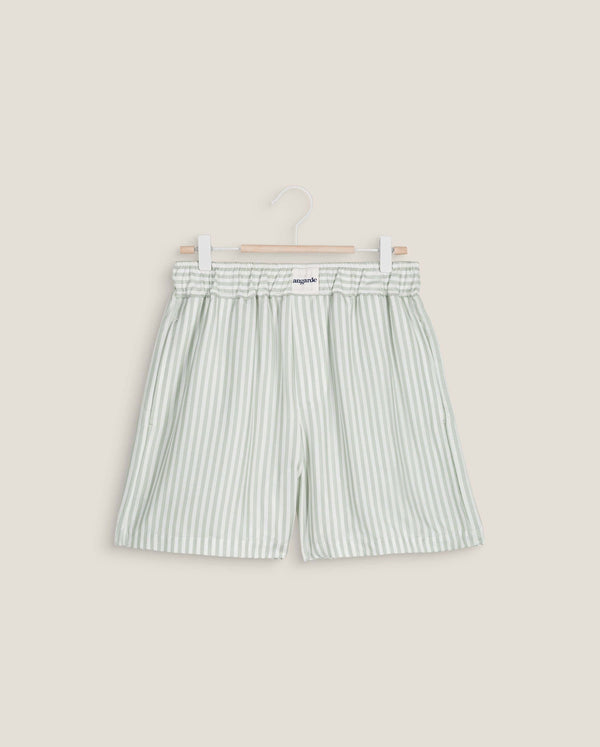 Angarde Short Homme Rayures Sauge En Tencel