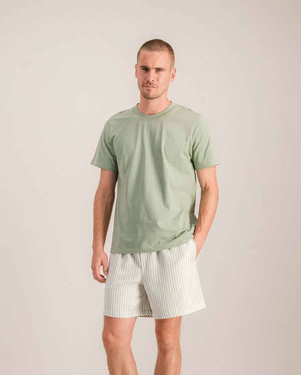 Angarde Short Homme Rayures Sauge En Tencel