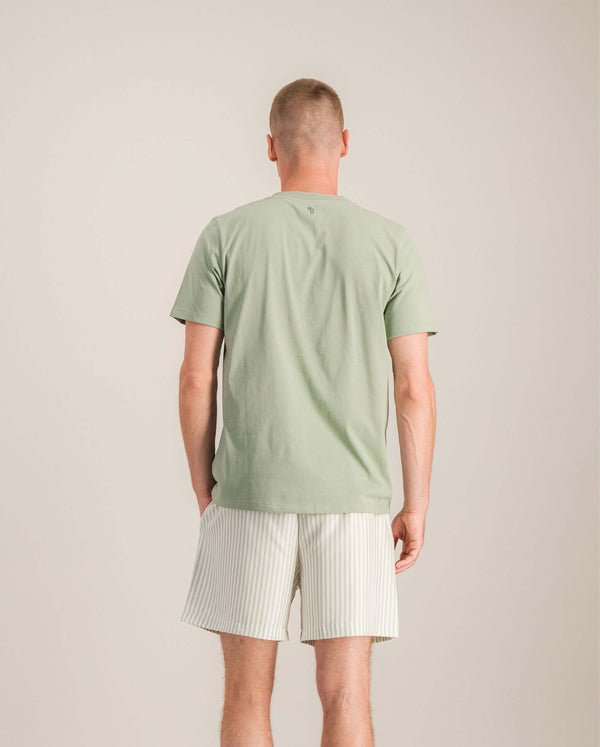 Angarde Short Homme Rayures Sauge En Tencel
