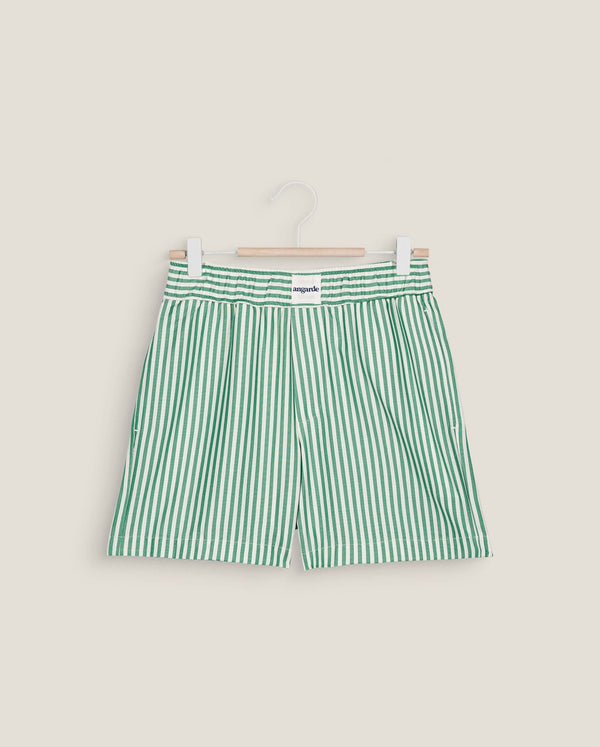 Angarde Short Homme Rayures Vert En Tencel