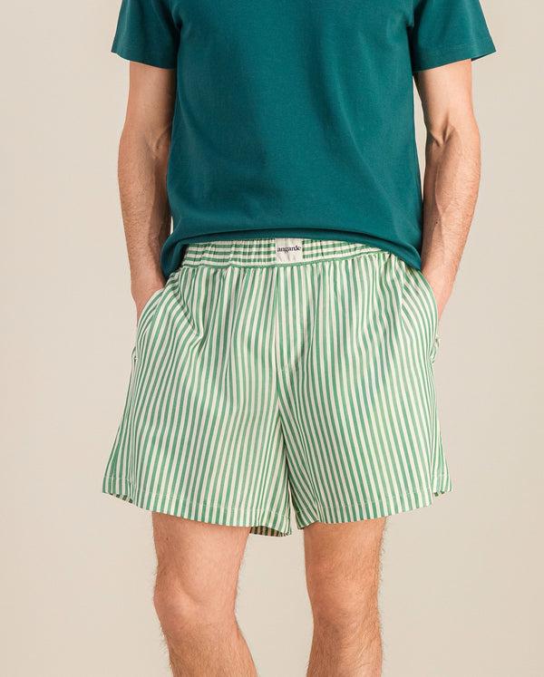 angarde Short homme rayures vert en Tencel
